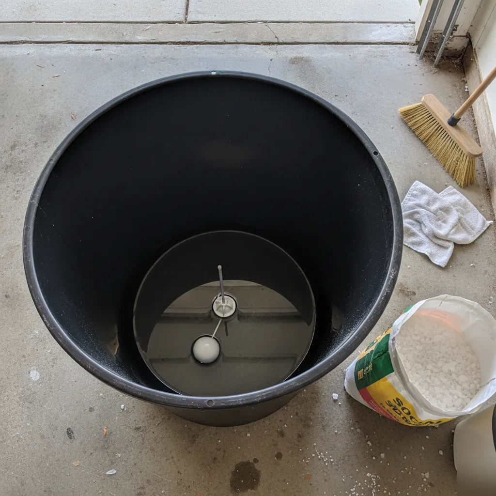 Clean empty brine tank interior after professional cleaning service in Palm Coast