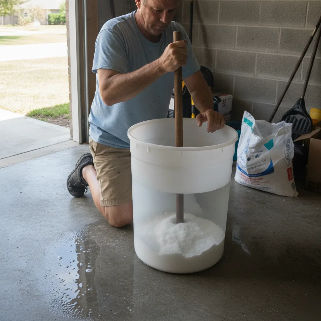 Homeowner attempting DIY brine tank fix before calling Palm Coast repair service