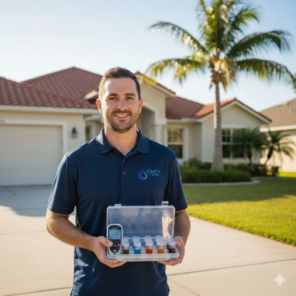 Ionex Water LLC free water testing service for Palm Coast FL homeowners — certified local technician