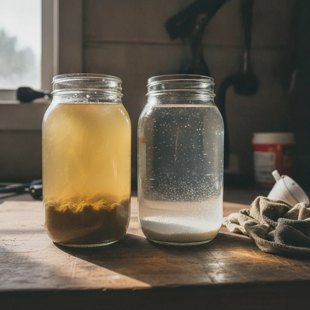Comparison of well water versus municipal water sediment in brine tank samples