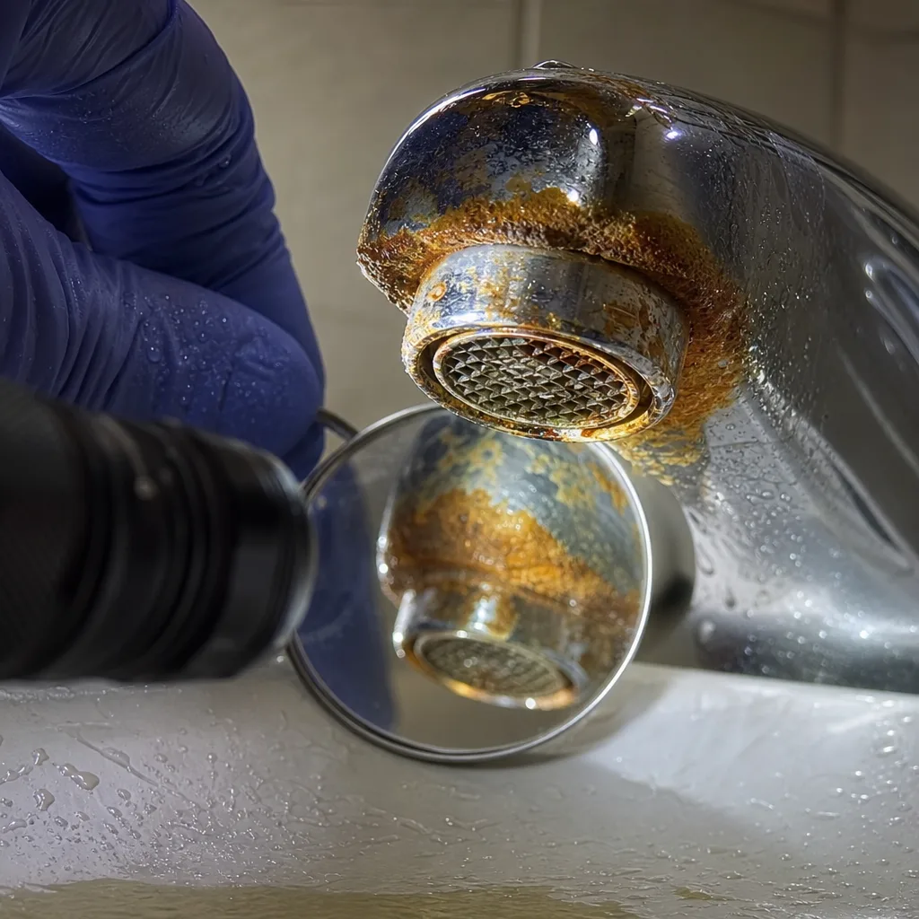 Rust stained faucet showing well water problems needing treatment in Palm Coast